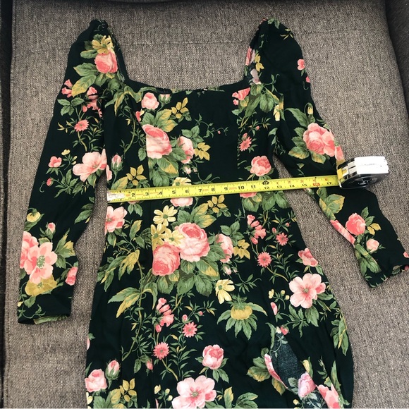 REFORMATION FOREST GREEN PINK FLORAL PRINT MIDI DRESS SUSTAINABLY MADE I… - Picture 9 of 13